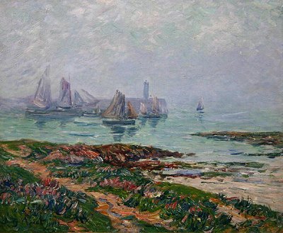 Scena costiera con barche da pesca da Henry Moret