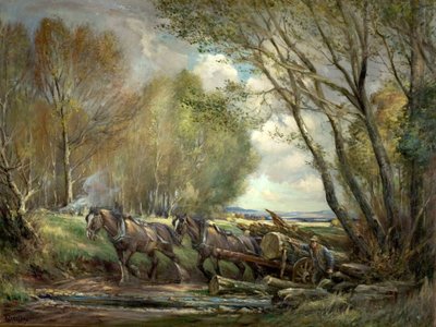 Trasporto di legname, Stirlingshire, Scozia da Henry Morley