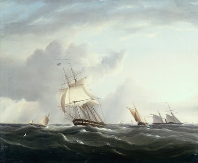 Una fregata, un piroscafo e piccole imbarcazioni olandesi nel Downs da Henry Moses