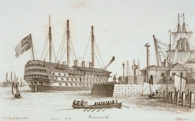 Schizzi di navi nel porto di Portsmouth da Henry Moses