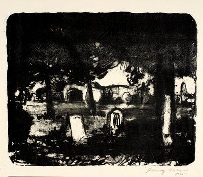 Cimitero, tombe sotto alberi alti da Henry Nielsen