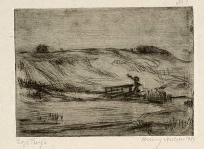 Paesaggio con un uomo vicino a un ponte da Henry Nielsen