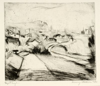 Paesaggio con strada e case da Henry Nielsen