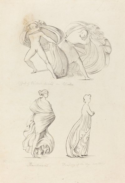 Drappeggio, tre figure, una baccante e due dalla natura da Henry Noel Humphreys after John Flaxman