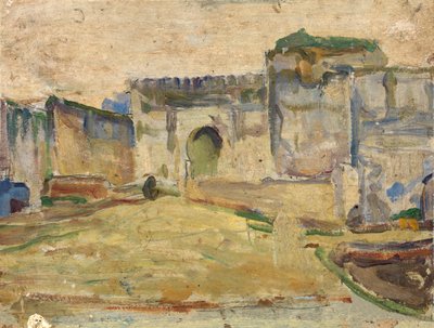 Scena di strada, Tangeri Architettura merlata, ca. 1910 da Henry Ossawa Tanner