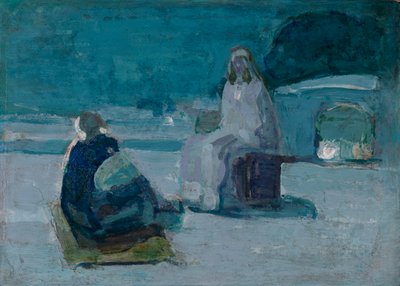Studio per Cristo e Nicodemo su un Tetto da Henry Ossawa Tanner