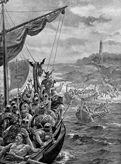 Un attacco dei Danesi in Irlanda, IX secolo d.C., c1920 da Henry Payne