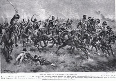 Portare i cannoni in azione, Waterloo, illustrazione da 
