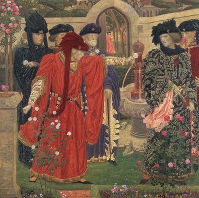 Scelta delle rose rosse e bianche nel giardino del tempio da Henry Payne