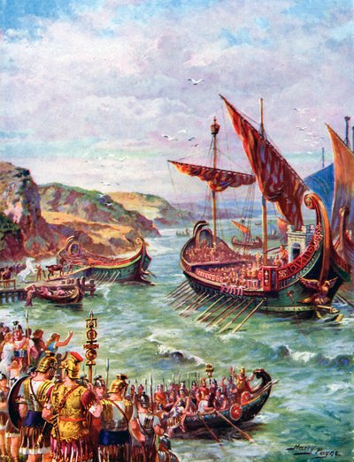 Partenza dei Romani dalla Britannia dopo il sacco di Roma nel 410 d.C., c1920 da Henry Payne