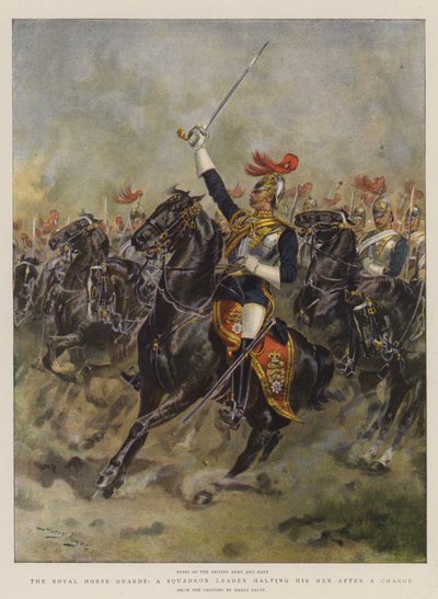 Le Guardie Reali a Cavallo, un Caposquadra che ferma i suoi Uomini dopo una Carica da Henry Payne