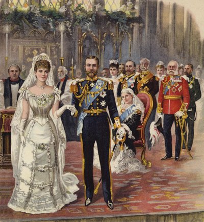 Il matrimonio del Duca di Cornovaglia e York con la Principessa Mary, Cappella Reale, Palazzo di St James, Londra, 6 luglio 1893 da Henry Payne