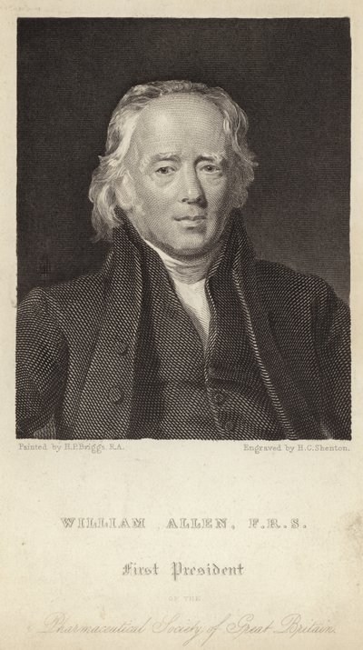 William Allen - Primo presidente della Società farmaceutica della Gran Bretagna (1770-1843) (incisione) da Henry Perronet (after) Briggs