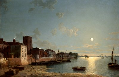 Cheyne Walk a Chelsea, al Chiaro di Luna, c1850 da Henry Pether