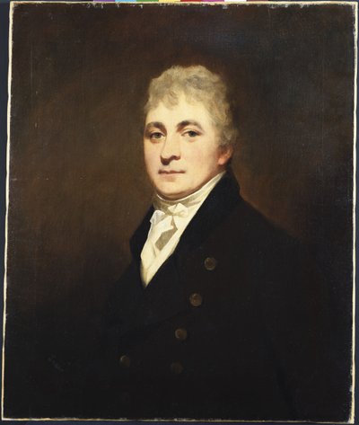 Ritratto di Thomas Bissland, mezzo busto, con cappotto nero e cravatta bianca da Henry Raeburn