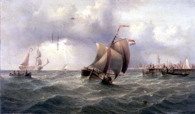 Una barca olandese vicino a un molo da Henry Redmore