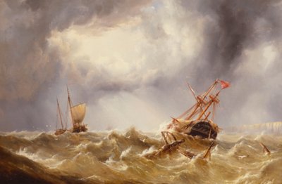 Disalberato in una Tempesta al Largo della Costa del Kent da Henry Redmore