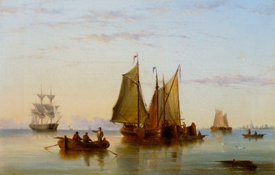 Barche da pesca e altre imbarcazioni sullo Schelda vicino a Rotterdam, 1852 da Henry Redmore