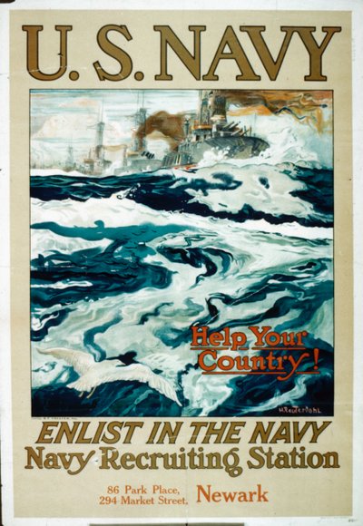 Aiuta il tuo paese! Arruolati nella Marina, manifesto della Marina degli Stati Uniti della Prima Guerra Mondiale da Henry Reuterdahl