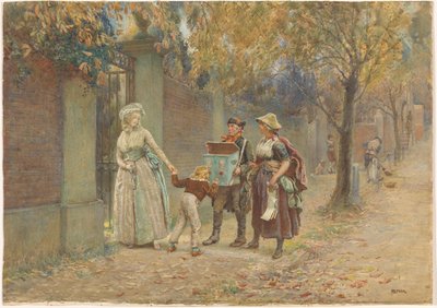 Uomo con una scatola di visione e una venditrice di canzoni da Henry Reynolds Steer (signed by artist)
