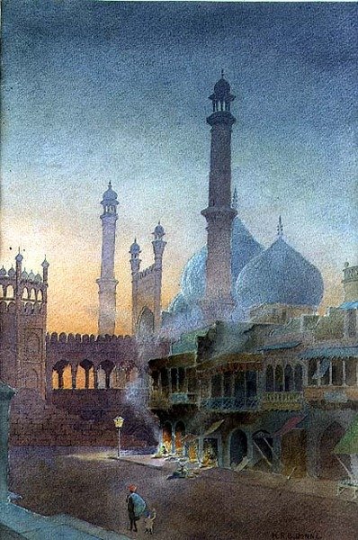 Veduta della Jumma Masjed, Vecchia Delhi da Henry Richard Beadon Donne