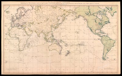 Carta generale che mostra le scoperte fatte dal Capitano James Cook in questo e nei suoi due precedenti viaggi con le rotte delle navi sotto il suo comando da Henry Roberts