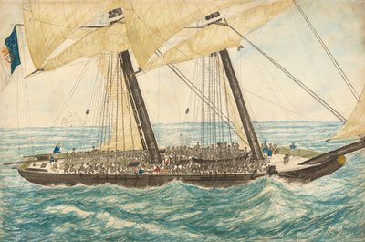 La nave negriera portoghese Diligenté catturata dalla H.M. Sloop Pearl con 600 schiavi a bordo da Henry Samuel Hawker