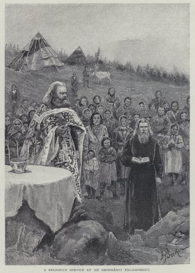Un servizio religioso in un accampamento Orozhanni da Henry Sandham