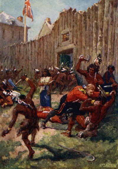 Indiani Ojibwe che sorprendono i britannici al Forte Michilimackinac, 1763 da Henry Sandham