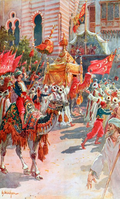 La processione dei tappeti sacri davanti al Principe e alla Principessa del Galles al Cairo, 5 febbraio 1869 da Henry Sandham