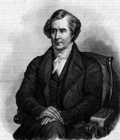 Ritratto di François Arago (1786-1853), astronomo, fisico e politico francese. (Dal dipinto di Henri Scheffer). Incisione in "La Nature: revue des sciences et de leurs applications aux arts et a l