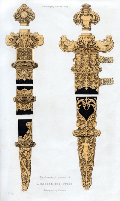 Pugnale e spada, inizio XVI secolo, 1843 da Henry Shaw