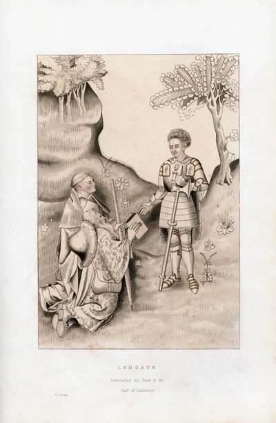 Lydgate presenta il suo libro al Conte di Salisbury, 1426 da Henry Shaw