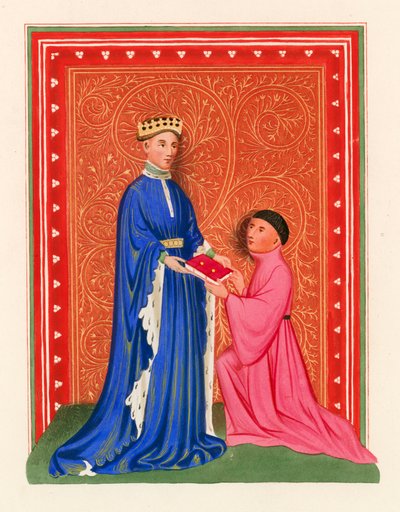Occleve presenta il suo libro a Enrico V, c.1410 da Henry Shaw