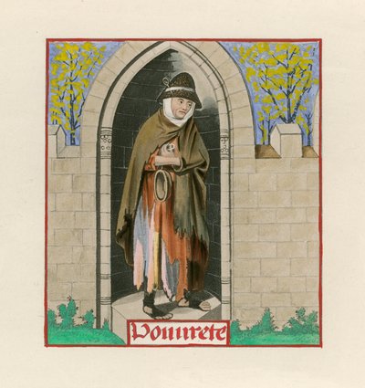 Povertà, dal Romanzo della Rosa, c. 1480, nel British Museum, Harl M S 4425 da Henry Shaw