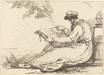 Orientale con barba che legge un libro da Henry Singleton