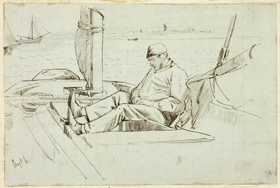 Uomo Seduto in una Barca a Vela da Henry Stacy Marks
