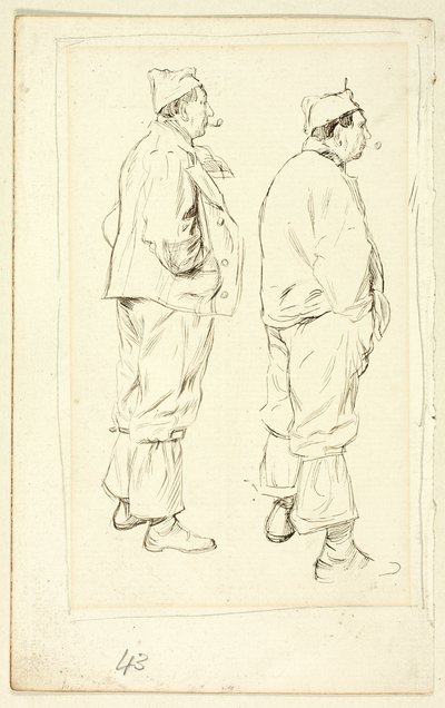 Due schizzi di un operaio in piedi da Henry Stacy Marks