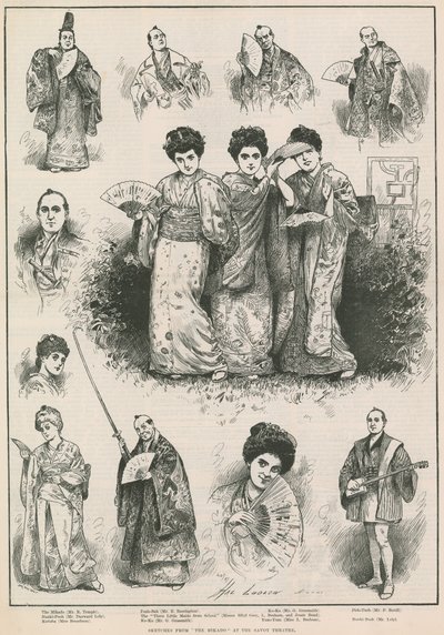 Schizzi da The Mikado al Savoy Theatre da Henry Stephen Ludlow