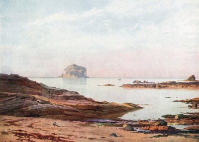The Bass Rock - Una serata tranquilla (litografia a colori) da Henry Sutton Palmer
