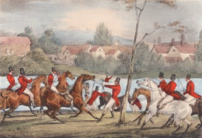 Mytton nuota nel Severn a Uppington Ferry, "Chi si definisce sportivo, mi segua!" da Henry Thomas (after) Alken