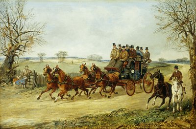 Una Carrozza e Quattro Cavalli su una Strada Autunnale da Henry Thomas Alken