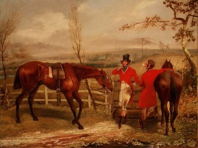 Gentiluomini che fumano vicino a una staccionata da Henry Thomas Alken
