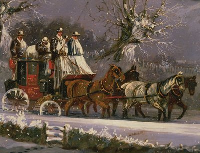 Carro da Londra a Dover nella neve da Henry Thomas Alken