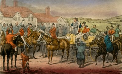 Il signor Jorrocks dichiara la sua incapacità di sottoscrivere ai Surrey Stag-hounds, 1838 da Henry Thomas Alken