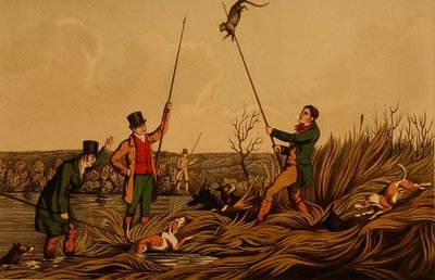 Caccia alla lontra con la lancia, pub. da Thomas McLean da Henry Thomas Alken