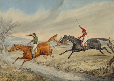 Steeplechasing: Tre Cavalieri che Attraversano un Ruscello da Henry Thomas Alken