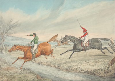Steeplechase: tre fantini che attraversano un ruscello da Henry Thomas Alken