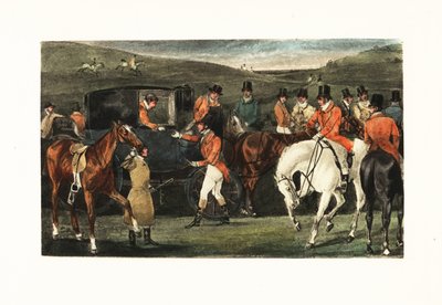 Gentiluomini vittoriani a cavallo che si radunano per una caccia al cervo da Henry Thomas Alken