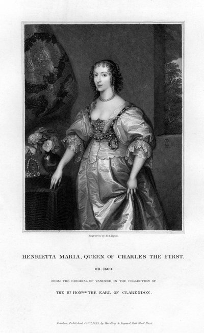 Regina Enrichetta Maria, regina consorte di Carlo I, 1833 da Henry Thomas Ryall